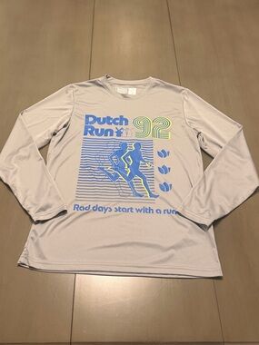 Dutch Bros Gray Performance Long Sleeve Tee with Blue Accents